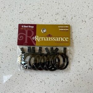 13 black steel rings with clips and eyelets